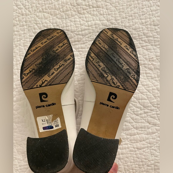 Womens Pierre Cardin White Block Heel Square Toe Retro Heels with Strap 7.5 - Picture 2 of 7